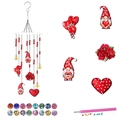 DIY Valentine's Day diamond painting wind chime kit with heart and gnome pendants - Gnome Rose Style