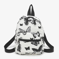 Fashionable mini canvas backpack with butterfly print and front pocket for casual use - Black Butterfly Pendant