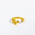 Golden zodiac flower ring with blue zircon birthstone and adjustable open design - Adjustable Open / December/Narcissus
