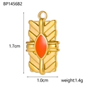 Detail view of a gold rectangle pendant with orange heart, size 1.7x1.0cm, weight 1.4g - Orange Gemstone (BP1456B2)