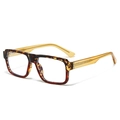 Retro vierkante blauwlichtbril met luipaardprint montuur en amberkleurige veren - C1 Schildpad Frame Heldere Lens