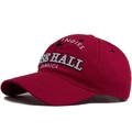 Gorra de béisbol de algodón rojo oscuro con palmera de Jamaica y bordado de Indies - Ajustable / Rojo