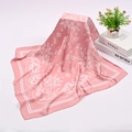 Pink paisley square silk scarf for women featuring a stylish cashew floral pattern print - Pink Paisley