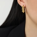 Goldene Ohrringe im Uhrenarmband-Stil aus Titanstahl für modische Damen Schmuck - Ohrringe / Einheitsgröße / Gold