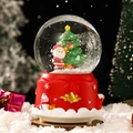 Bola de nieve musical de Navidad con Papá Noel y base roja con diseño de muñeco de nieve - Papá Noel Árbol de Navidad