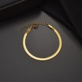 Pulsera de cadena de serpiente plana de acero inoxidable 304 dorado con cierre de langosta - 4mm de Ancho 16+5cm de Largo / Dorado