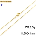 Golden stainless steel snake chain necklace 500x1mm size with lobster clasp 2.5g - Gold 1mm Width 50cm Length (KN203582-Z)