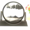 Modern black and white round moving sand art decor with a sleek black circular frame - 12 Inch Stand Black