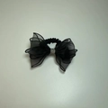Elegante zwarte organza scrunchie met een sprankelende strik met strassteentjes - Zwart met steen