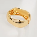 Minimalist wide gold bangle with polished finish and hinge closure for women - Thickened Curved Hinged Bangle (SL286) / Gold