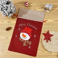 Sacchetto regalo di Natale in juta con disegno pupazzo di neve e ricamo Merry Christmas - Pupazzo di Neve