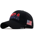 Black baseball cap with USA embroidery and American flag patch on a white background - Adjustable / Style 4 Black