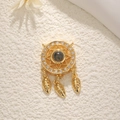 Golden dreamcatcher projection necklace with heart stone and leaf charms - Dream Catchers