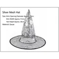 Silver Halloween wizard hat in sheer fabric with star, bat, and pumpkin print motifs - Gauze Hat Silver