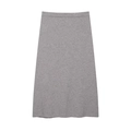 Jupe midi en tricot gris pour femme avec taille élastique et coupe droite minimaliste - S / Gris