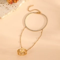 Exquisite 18k gold plated slave bracelet with sparkling crystals and hollow carved ring detail - Gold Full Rhinestone Ring Bracelet (K811)