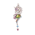 Pendentif licorne en cuivre avec cristaux colorés et pierre précieuse verte poire - K580381-Green W Gold Unicorn