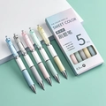 Five macaron-colored 0.5mm gel pens in blue grey pink green and yellow colors - 0.5mm / 5PCS Mixed Colors Boxed