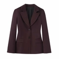 Eleganter burgunderroter Damen-Blazer in schmaler Passform mit Schulterpolstern - S / Rot