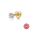 925 sterling silver heart-shaped flat back cartilage stud earring with gold finish - Heart Round Zirconia / Gold
