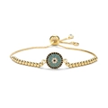 Evil Eye Armband aus vergoldetem Kupfer mit blauen Zirkoniasteinen und Gleitverschluss - Böses Auge / Gold