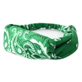 Green paisley headband for men and women featuring a front twist and elastic back - Grass Green