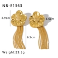 Detailed view of 18K gold floral tassel earrings with precise size and weight measurements - Golden Flower Tassel Style (NB-E1363) / 18K Gold