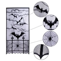 Black lace Halloween curtain featuring bats and spiderwebs on high-quality mesh fabric - Bat Door Curtain