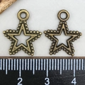 Bronze-tone star pendants for jewelry making with small beads and a top ring - Antique Bronze Star Pendant (15x17mm)
