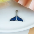 Ciondolo a forma di coda di sirena in smalto blu e argento per creazione gioielli fai da te - Coda di Pesce a Doppia Faccia in Smalto Blu Argento