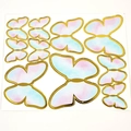 Pink and blue gradient butterfly cake toppers with elegant golden borders set - Lake Blue Glossy Butterfly Material Kit