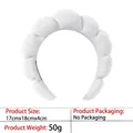 White quilted cloud headband in soft fabric featuring a wave-shaped puffy design - 2-velvet White Headband