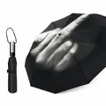 Automatic black umbrella with large middle finger gesture print for rain or shine - Automatic Large Middle Finger