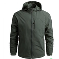 Veste légère à capuche pour hommes en vert armée avec plusieurs poches zippées - M / Hauts / Vert Militaire