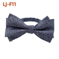 Men's pre-tied bowtie in dark blue and grey tweed textured fabric with adjustable strap - Blue White Dot Texture