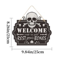 Targa di benvenuto Halloween in legno con teschio e ossa, decoro da appendere 21x25cm - Cartello Scheletro Teschio