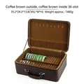 36-slot brown PU leather jewelry organizer box for bracelets and jade bangles storage - 36 Slots / Coffee