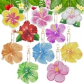 Lote de 10 llaveros de diamantes DIY con forma de hibisco en varios colores brillantes - Juego de 10 Flores de Hibisco