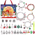 Close-up of 24-day Christmas advent calendar jewelry box with DIY bracelets and charms - M-19 Style