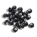 Spherical black 8-ball acrylic beads for DIY jewelry with white number pattern and hole - 8mm Billiards Black 8