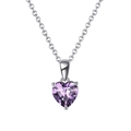 Collier en argent sterling S925 avec une pierre précieuse en zircon violet en cœur - Cœur Pierre Violette (APN02-2P)