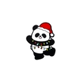 Christmas panda enamel pin with red santa hat and festive lights for backpacks - Panda with Christmas Hat and Lights (CZ2288-4)