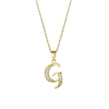 18K gold-plated letter G pendant necklace with sparkling cubic zirconia on cross chain - Letter G