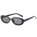 Retro oval sunglasses with glossy black frame and grey lenses for a vintage fashion look - Glossy Black Frame Grey Lens