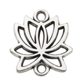 Pendentif fleur de lotus ajouré en alliage argenté pour bijoux DIY et colliers - 1 Pièce Connecteur Lotus Double Trou 14x15mm