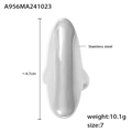 Polished irregular long stainless steel open ring in silver finish for women size 7 - US 7 / Steel