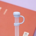 Blue silicone straw cover with 10mm dust plug and fixing loop for standard straws - 10mm Straw Cap (Without Straw) / Light Blue Mushroom