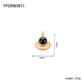 Detailed view of bohemian gold pendant with black gemstone and dimensions 1.72x1.54cm - Black Agate Style (FP29085B11)