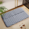 Absorbent grey memory foam bathroom mat with pebble texture in a modern shower room setting - Full Wrap Grey