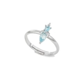Anello regolabile in argento con pietre di zircone blu chiaro e piccoli cristalli bianchi - Argento-Stile Corona